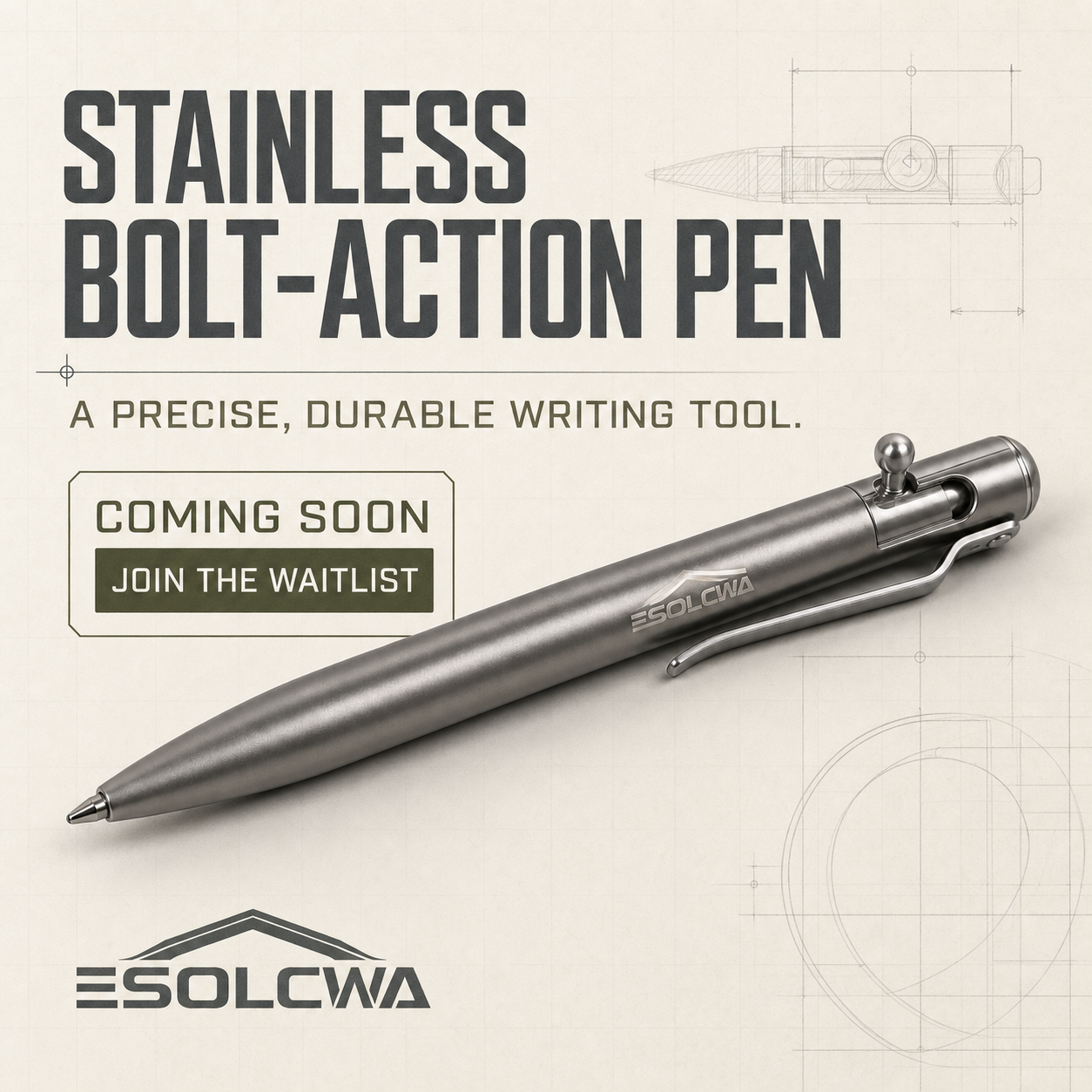 Stainless Bolt-Action Pen concept